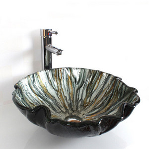 Bathroom art basin 420x145mm black lava tempered glass material toilet hand wash basins wholesale