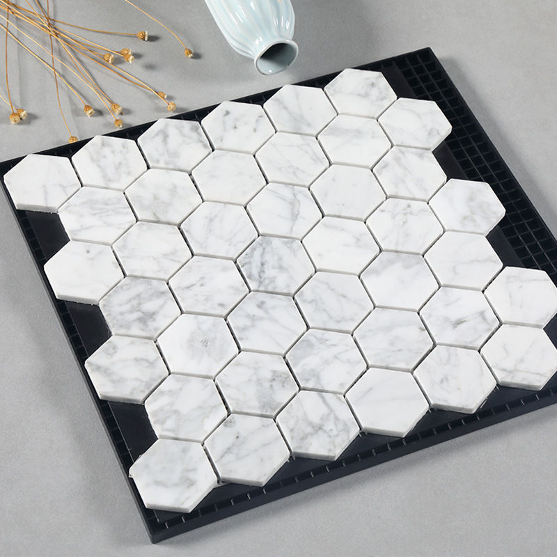 Hot sale Hexagon shape Beige white gold marble wall and floor decoration marble and tiles natural stone mosaic