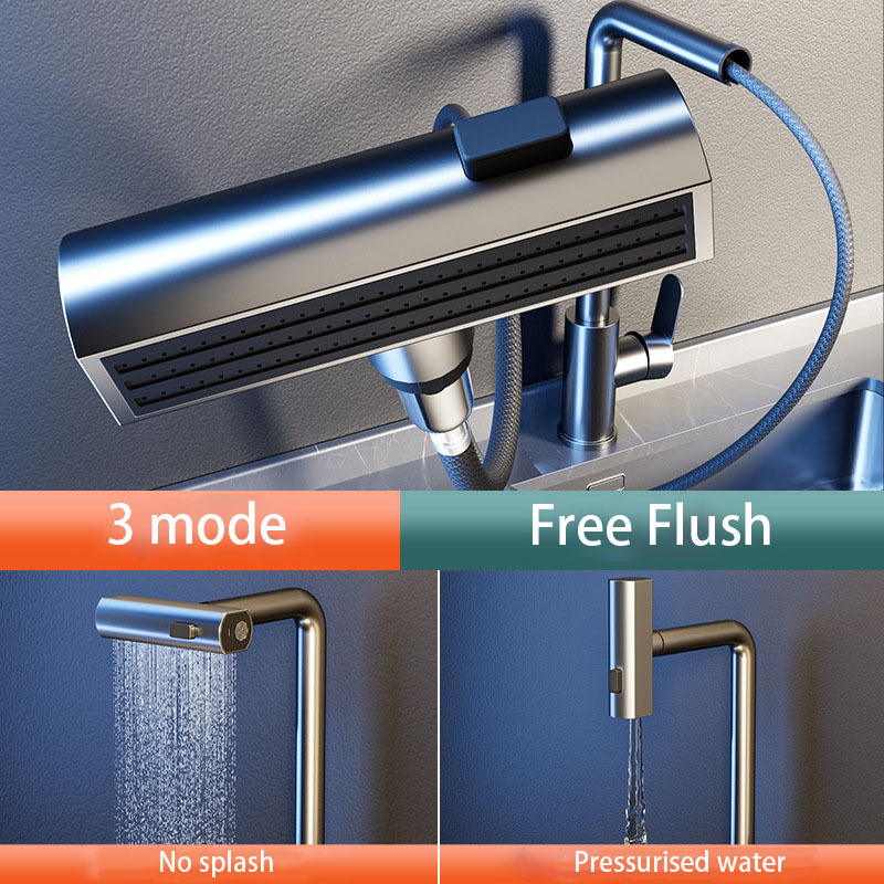 Kitchen Smart Waterfall Tap Intelligent 3 Mode Changing Lift up Rotating Kitchen Sink Faucet