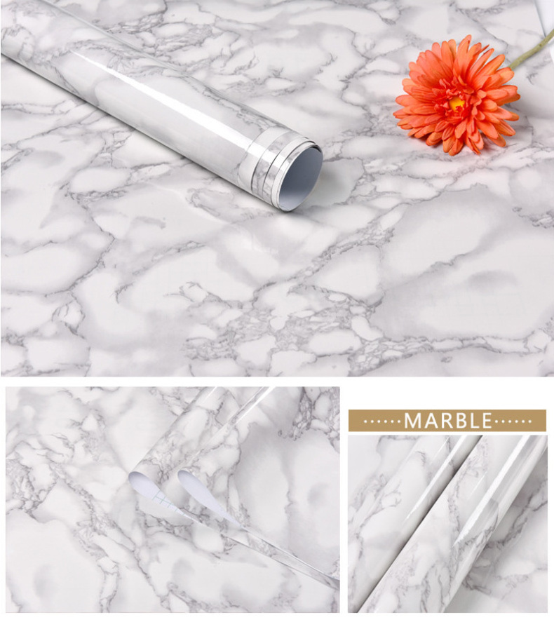 Marble Look PVC Film For Furniture Facades Contact Paper Adhesive Peel And Stick Wallpaper For Bathroom Kitchen