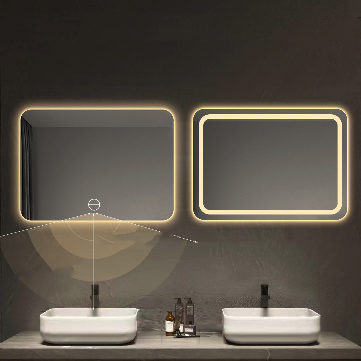 lighted bathroom mirror decorative bath wall bathroom mirror with led light and bluetooth Bathroom mirror