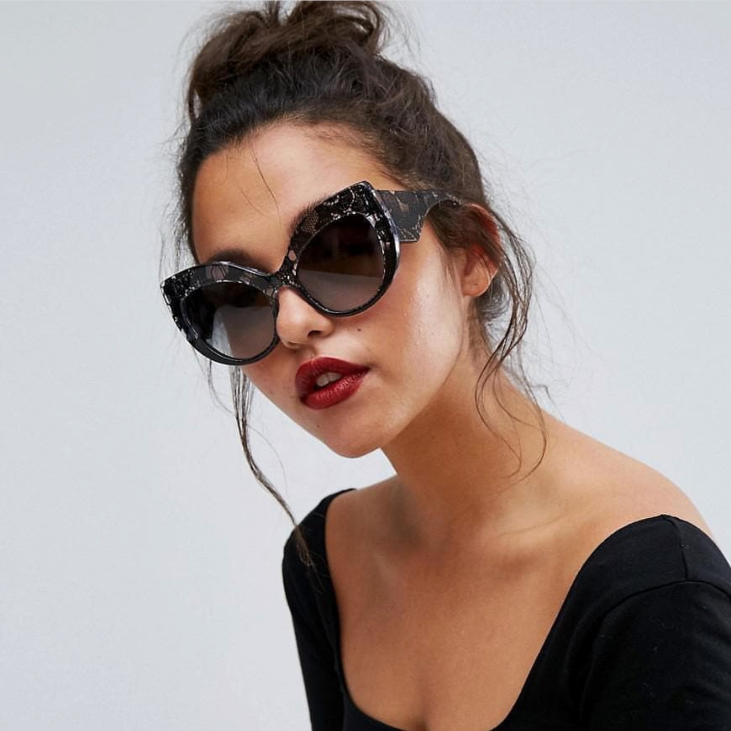 2021 Hot Sale Fashion High Quality Hand Polished Oversized Women Cat Eye Sunglasses Black Sun Glasses