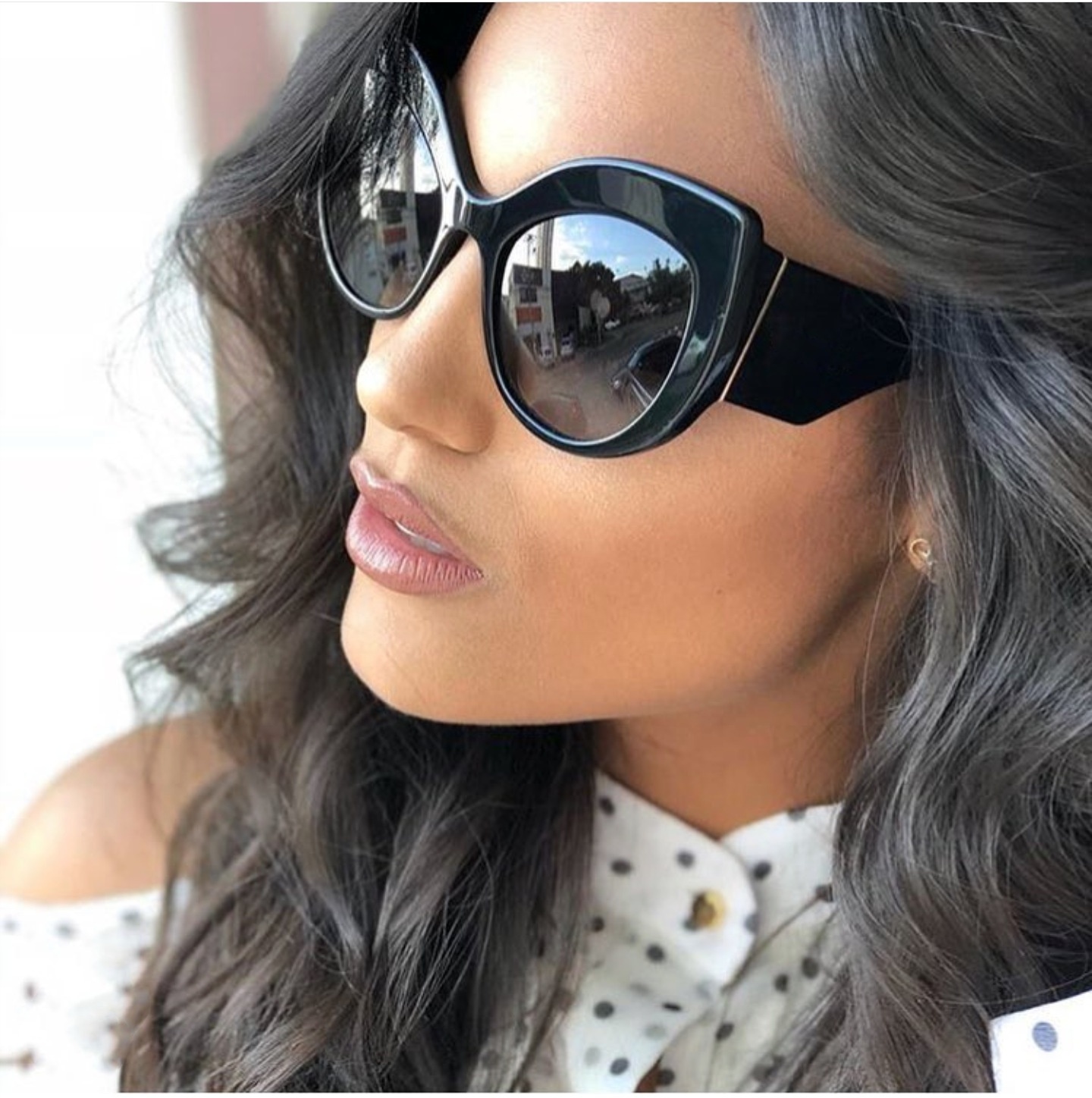 2021 Hot Sale Fashion High Quality Hand Polished Oversized Women Cat Eye Sunglasses Black Sun Glasses