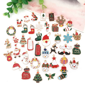 40pc/Lots Mixed Christmas Pendant Metal Enamel Charms Ornaments Beads for Bracelet Earrings Jewelry Making Xmas Tree Pendants