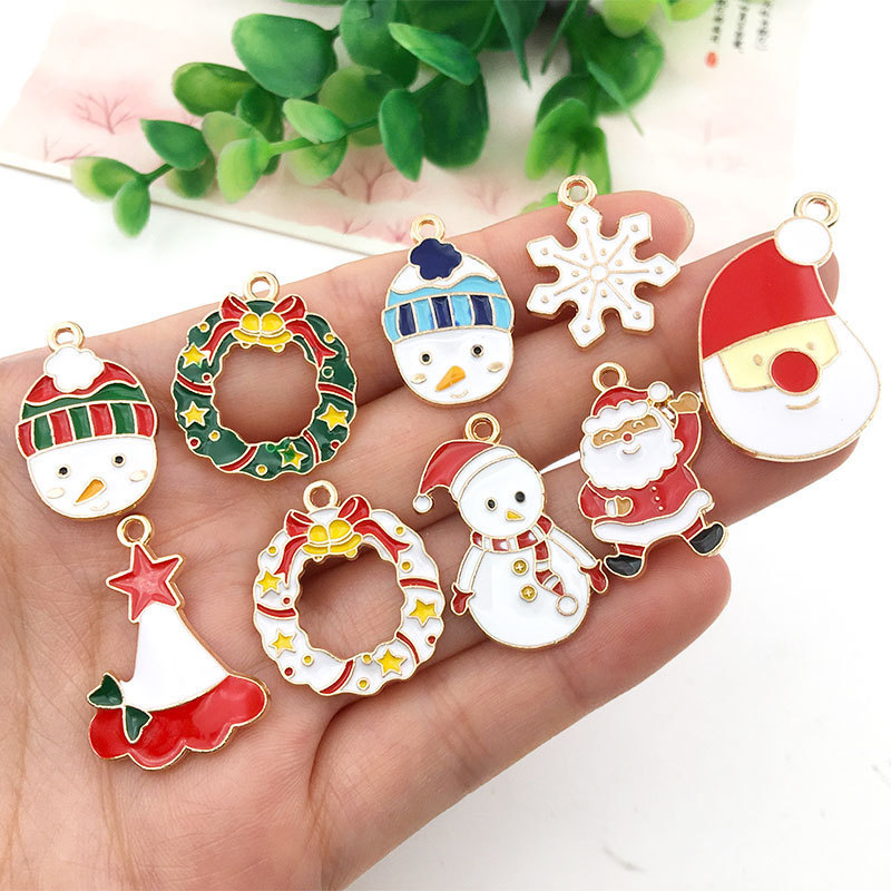 40pc/Lots Mixed Christmas Pendant Metal Enamel Charms Ornaments Beads for Bracelet Earrings Jewelry Making Xmas Tree Pendants