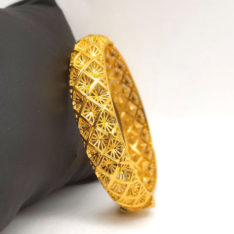 24K gold Dubai Bangles for Women Middle East Gold Bangles Ethiopian Saudi Arabia Mesh Bracelets Wedding Jewelry African Gifts