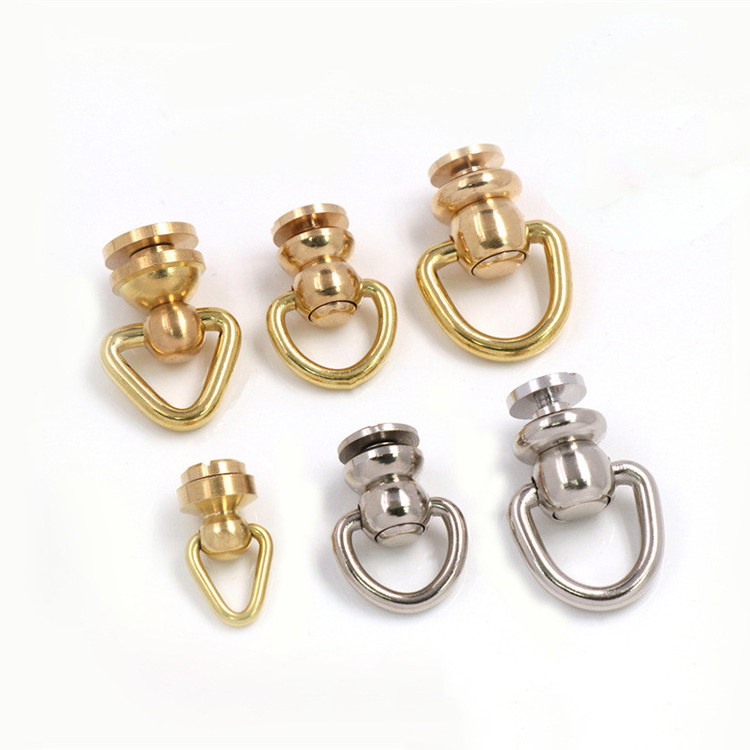 Guanfeng Wholesale Brass Copper Metal Color Customized Rotational D Buckle Ring Screw For Handbag