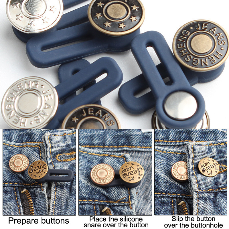 Hot Sell New Design Alloy Denim Button Stretchable Metal Toggle Pant Jeans Button Extender