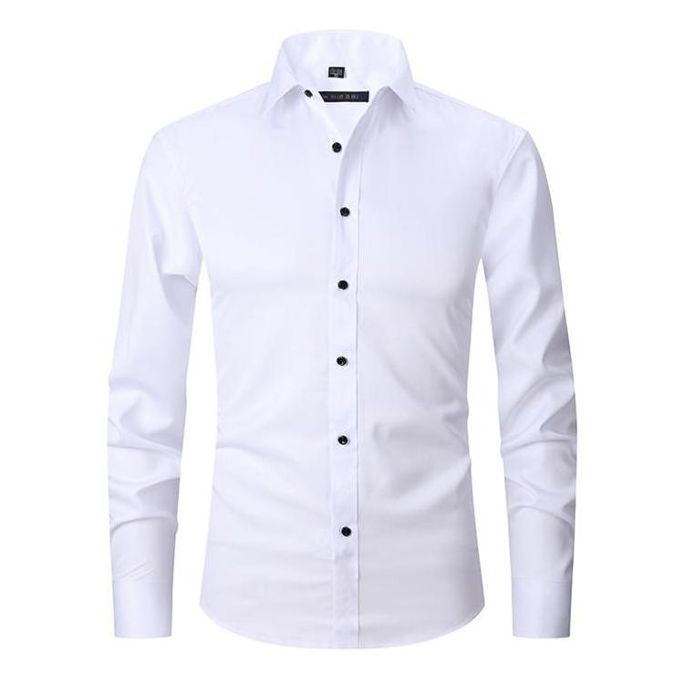 Wholesale Men's Fashion Shirt Slim Fit Solid Solor Man's Coat Black Button Long Sleeve Dress Shirts For Men