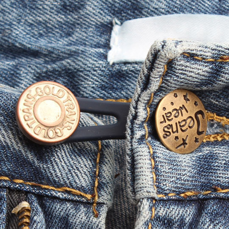 Hot Sell New Design Alloy Denim Button Stretchable Metal Toggle Pant Jeans Button Extender