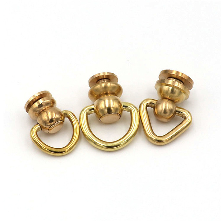 Guanfeng Wholesale Brass Copper Metal Color Customized Rotational D Buckle Ring Screw For Handbag