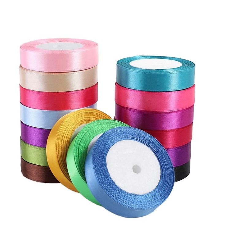 Wholesale Stock 0.3cm-8cm Different Colors Polyester High Quality DIY Party Wedding Gift Satin Ribbon For Packing Box