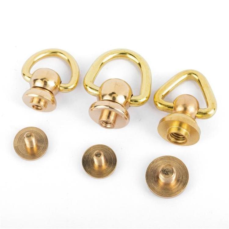 Guanfeng Wholesale Brass Copper Metal Color Customized Rotational D Buckle Ring Screw For Handbag