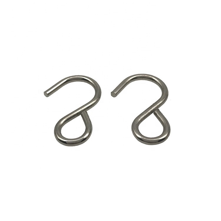 Wholesale Cheap Price Iron Metal Nickel Plating S Shape Hanging Hooks Double End Snap Hook For Rope