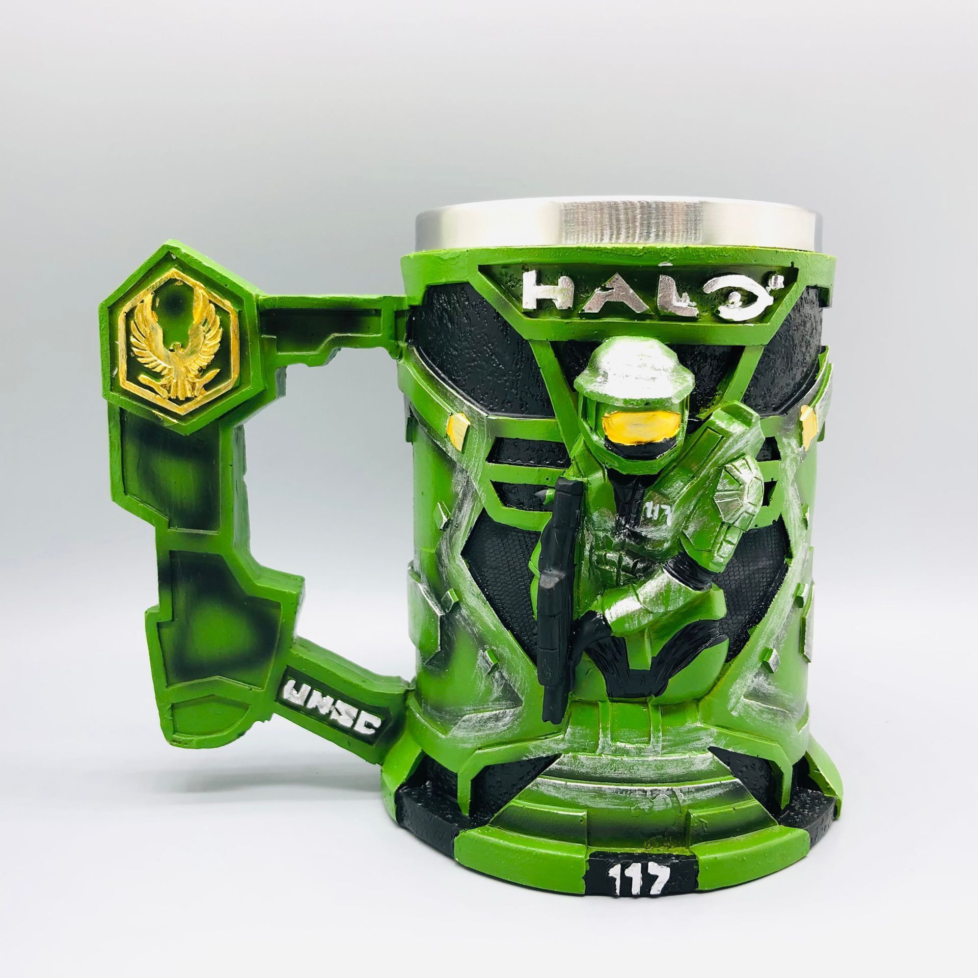 Cool Green Soldier Armor Knight 3D Resin Mug Robot Gaming Gamepad Mug