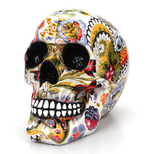 Halloween Decoration Craft Colorful Floral Sugar Skeleton Head Home Decor