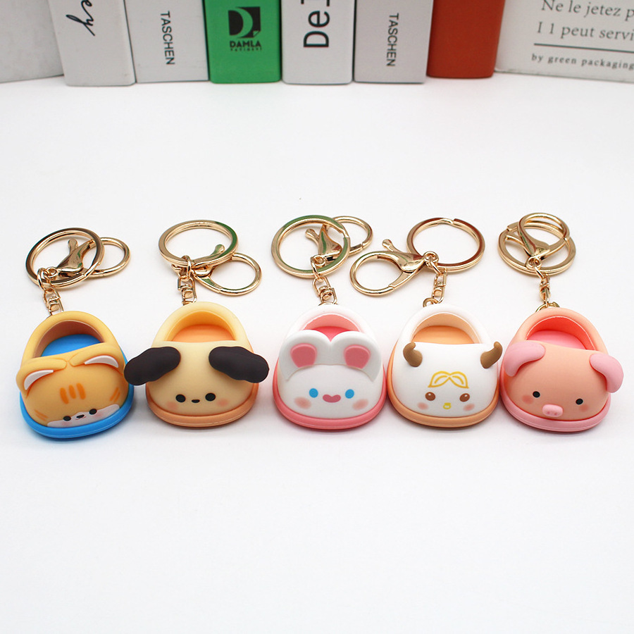 Hot Selling Cute Mini Cotton Doll Shoes Soft Rubber Kids DIY Doll Slipper Keychains