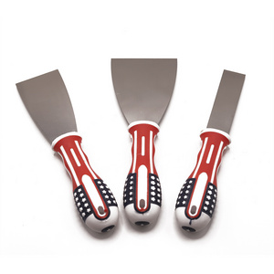 GK-K003 Red blue and white handle flat scraper putty scraper 1-6in stainless steel putty knife for building decoration