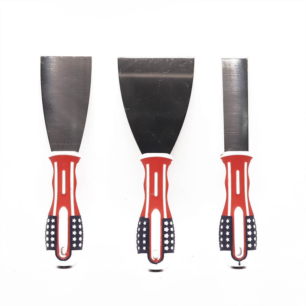 GK-K003 Red blue and white handle flat scraper putty scraper 1-6in stainless steel putty knife for building decoration