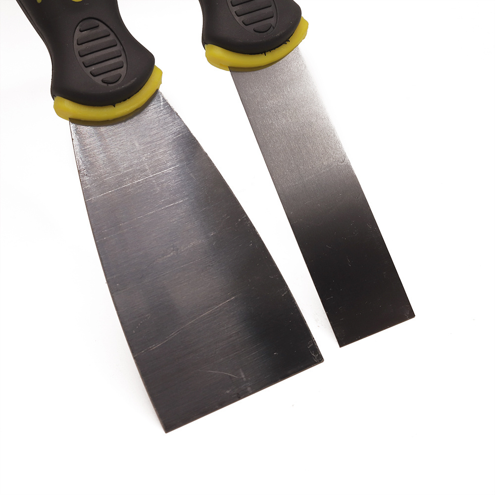 GK-K004 Black and yellow two-color handle flat scraper putty scraper 1-6in stainless steel putty knife for building decoration