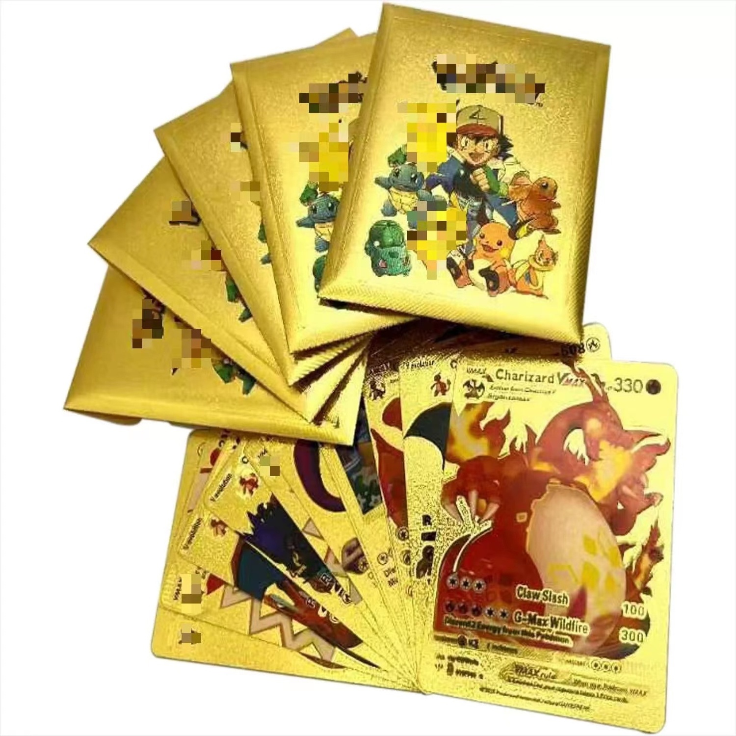 Charizard Black Golden Sleeves Poke Mon Cards Poke Mon Trading Cards Trading Playing Cards Game Gold 1st First Edition New Pvc