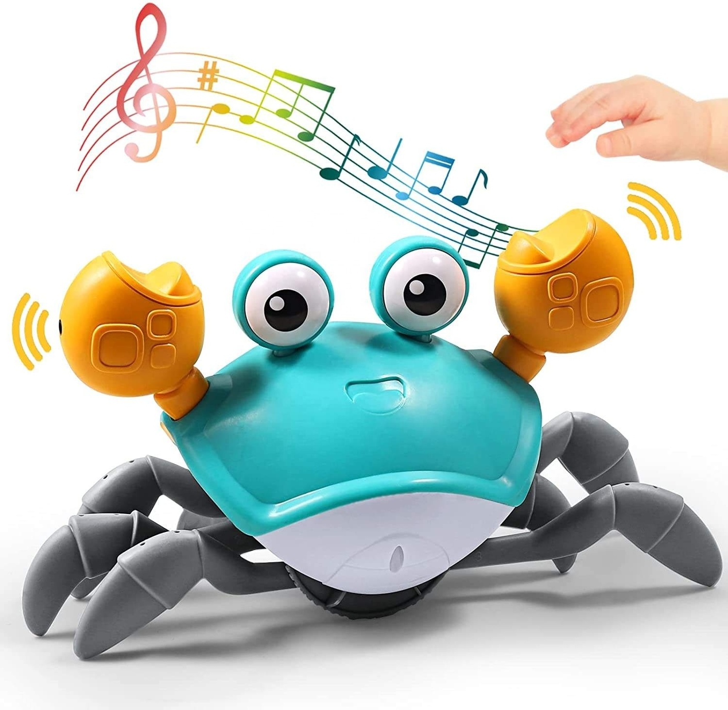 New crawling electronic induction electric crab toy crawling crab baby toy with music and LED light automatic obstacle avoidance