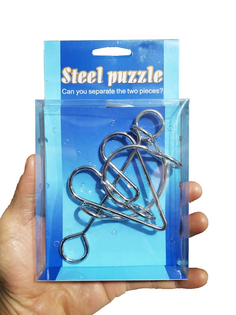 2023 NEW Metal Brain Teaser Puzzle Solutions 3D Brain Teaser Interlocking Wire Puzzle Ring Unlock Interlock Game for Kids