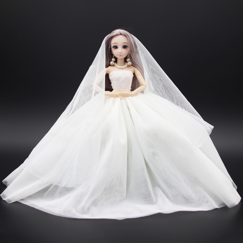 Doll dress up clothes vinyl toy wedding dress princess big swing wedding dress 11.5 inch 6 points Xinyi rag doll clothing