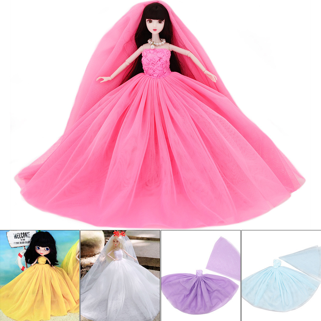 Doll dress up clothes vinyl toy wedding dress princess big swing wedding dress 11.5 inch 6 points Xinyi rag doll clothing