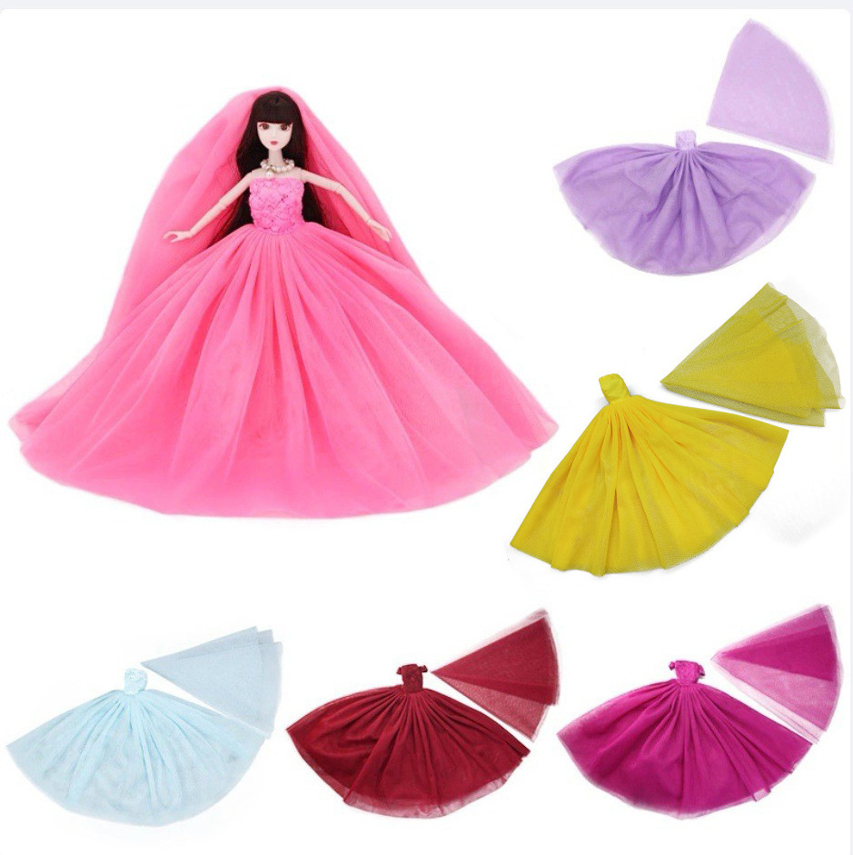 Doll dress up clothes vinyl toy wedding dress princess big swing wedding dress 11.5 inch 6 points Xinyi rag doll clothing