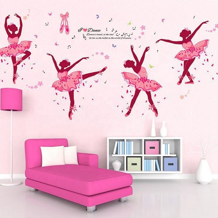 Hot sales of new models in 2023 Removable self adhesive home decor 3d bike wall stickers girl Flower Fairy Wall Decal