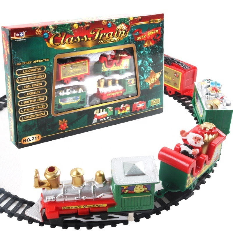 2023 Santa Railway Toy Electric Car Track Kids Plastic Race Train Set Tracks Rail Fast Cars Slot Toys