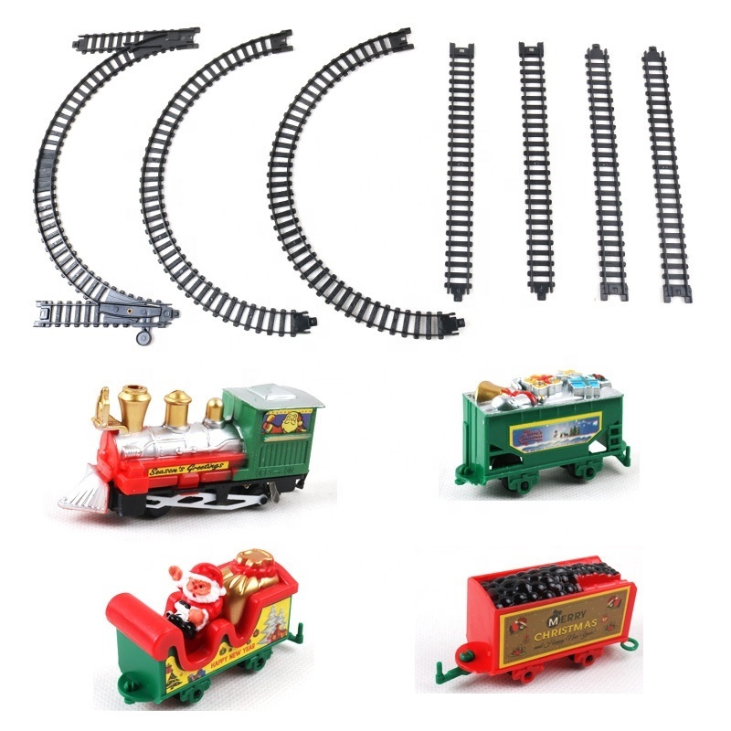 2023 Santa Railway Toy Electric Car Track Kids Plastic Race Train Set Tracks Rail Fast Cars Slot Toys