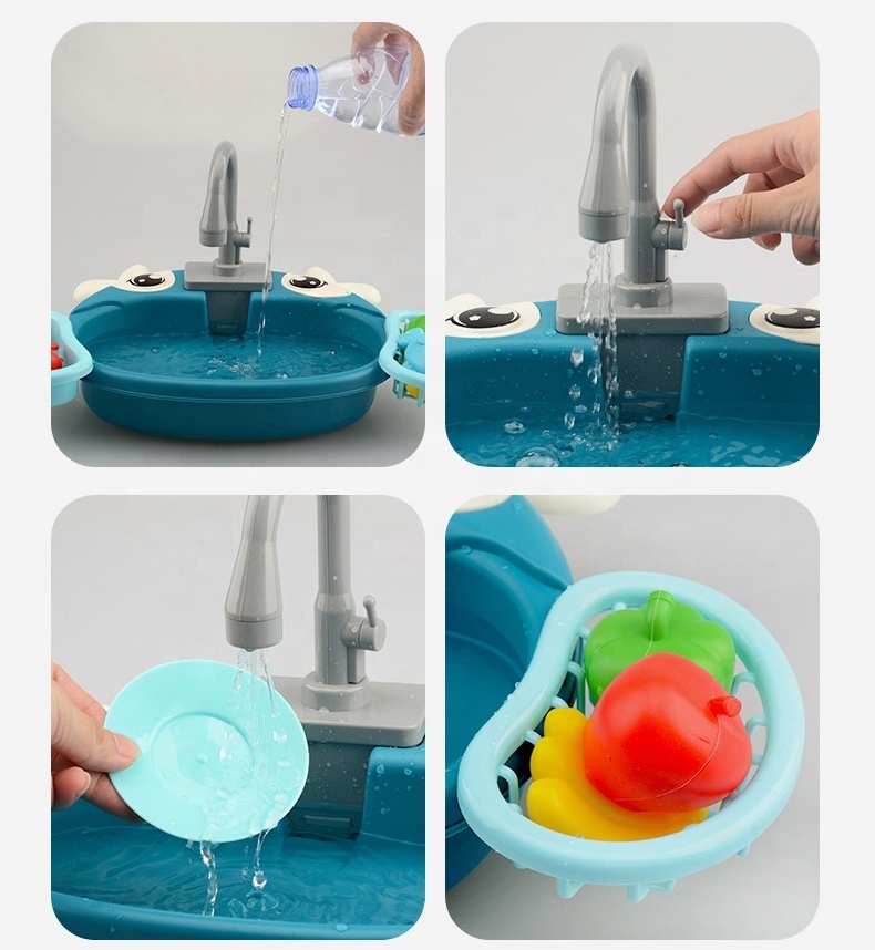 Children's play house kitchen dishwasher toy can be stored, electric circulating water simulation dishbasin parent-child game