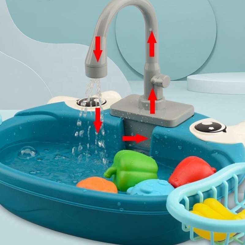 Children's play house kitchen dishwasher toy can be stored, electric circulating water simulation dishbasin parent-child game