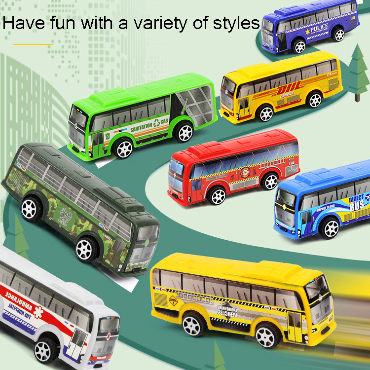 2024 New wholesale Diecast Toy Vehicles Kids New Pull Back Diecast Mini Alloy Toys City Bus Die Cast Car Toy Bus