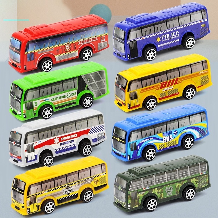 2024 New wholesale Diecast Toy Vehicles Kids New Pull Back Diecast Mini Alloy Toys City Bus Die Cast Car Toy Bus