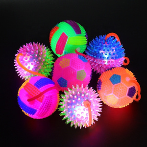 Hot Light up Fidget Spiky Toy Stress Relief Spike Rubber Ball Led Flashing Spiky Balls with Rope Flash Squeaky Ball Party Favors