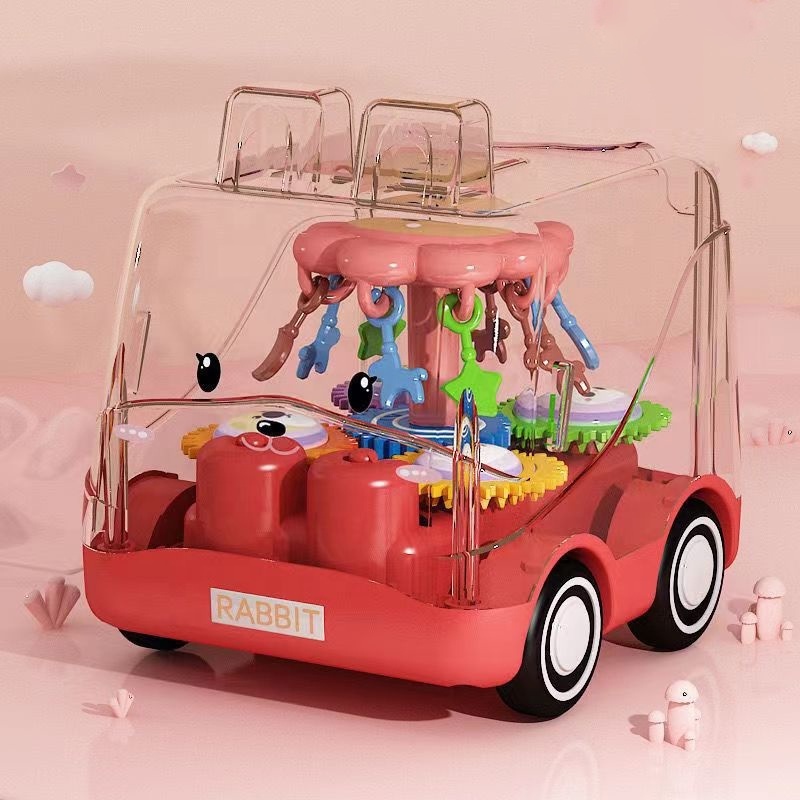 2023 New Children's Toys cheap Cartoon Inertia Transparent Gear Drop Resistant Cute Design Bus Toy Mini Car Children