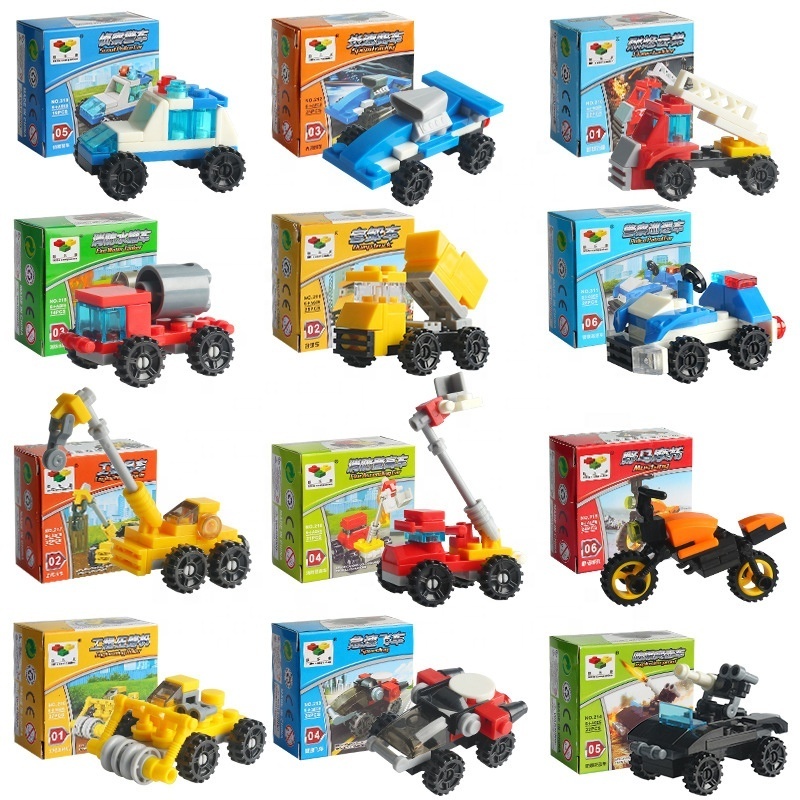 2023 Mini Transportation Car Educational Assembled Models Building Blocks Compatible small Bricks toys for children