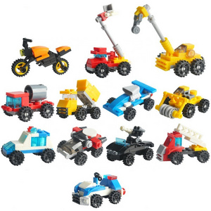 2023 Mini Transportation Car Educational Assembled Models Building Blocks Compatible small Bricks toys for children