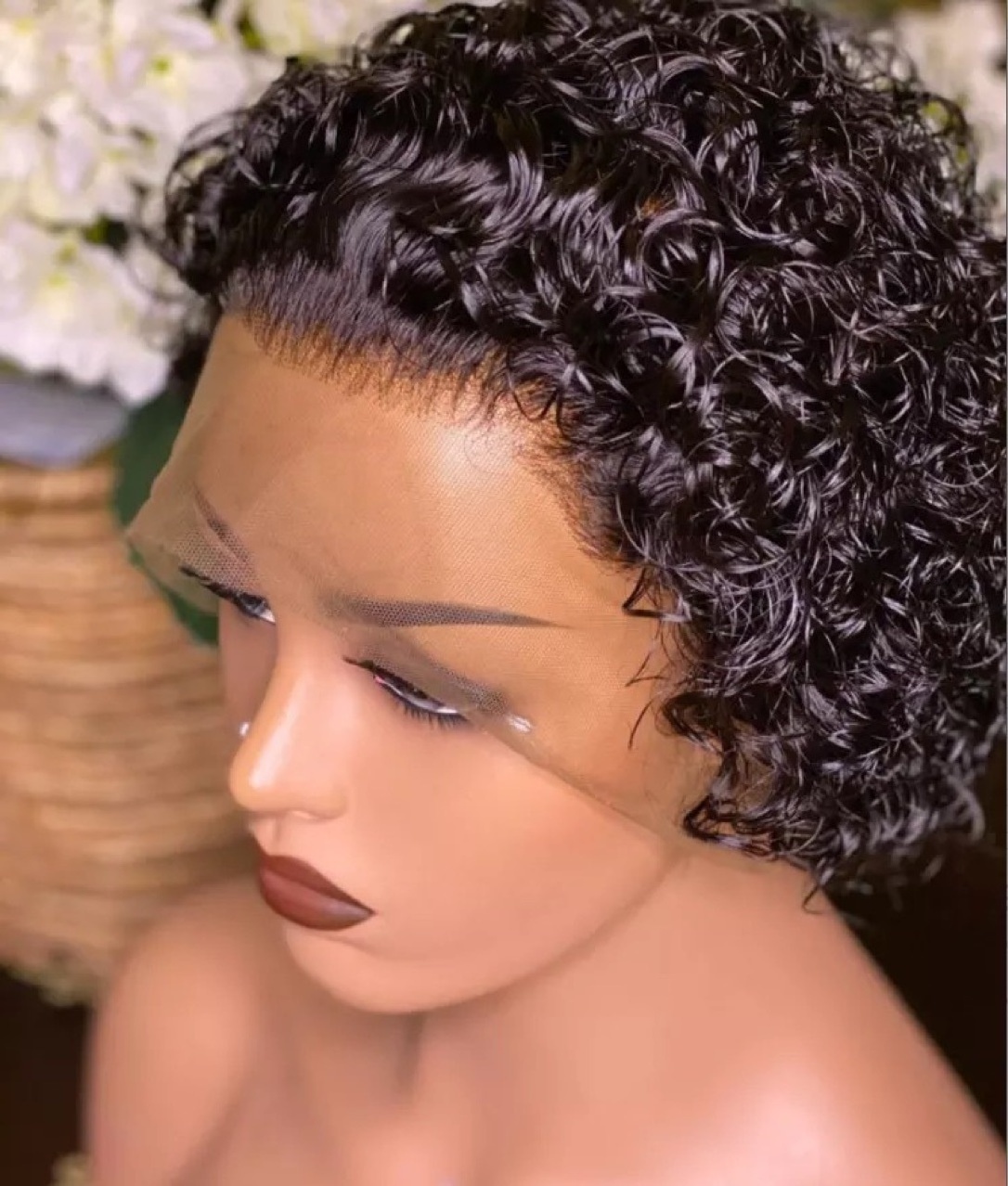 2023 New Natural Black Short Curly Pixie Wig Aligned Raw Virgin Pixie Cut Wigs Human hair wig chemical fiber hair cover