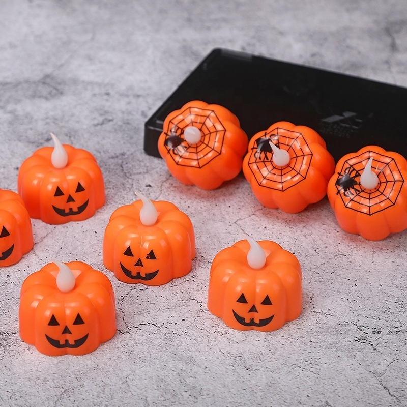 2023 Hot Sales Halloween Decoration Plastic Led Pumpkin Candle Led Tea Light Candle For Halloween Party Decoration