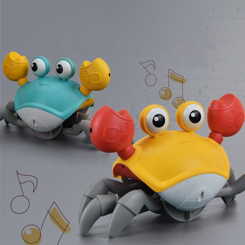 New crawling electronic induction electric crab toy crawling crab baby toy with music and LED light automatic obstacle avoidance