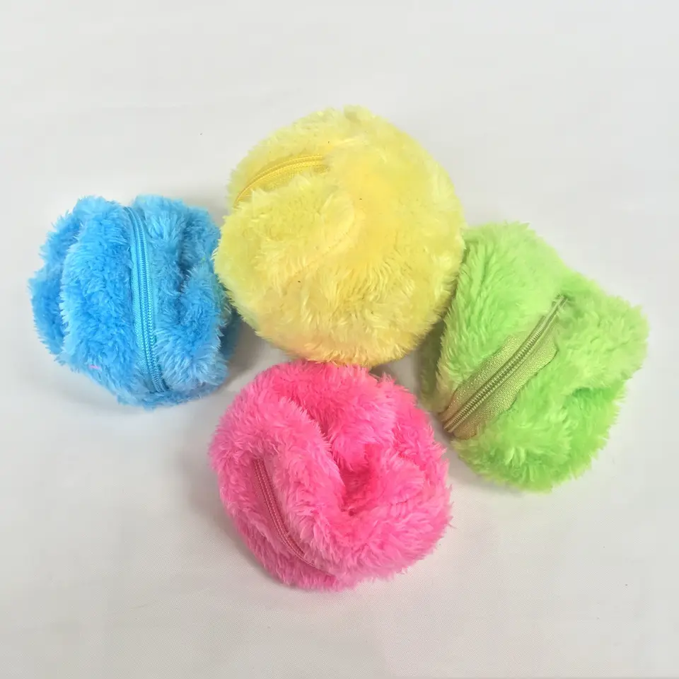 Wholesale Mop Dog Cat Electronic Automatic Roller Magic Microfiber Ball  Pet Plush Ball Toys