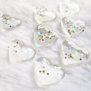 10mm white transparent heart with sequins resin rhinestone glue on wedding dress and flatback stone glue on finger nail hot sell