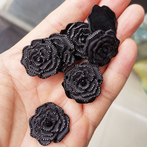 25mm black rose no AB resin stone hand sewing on garment and flatback rhinestone glue on hairpin as decoration hot selling