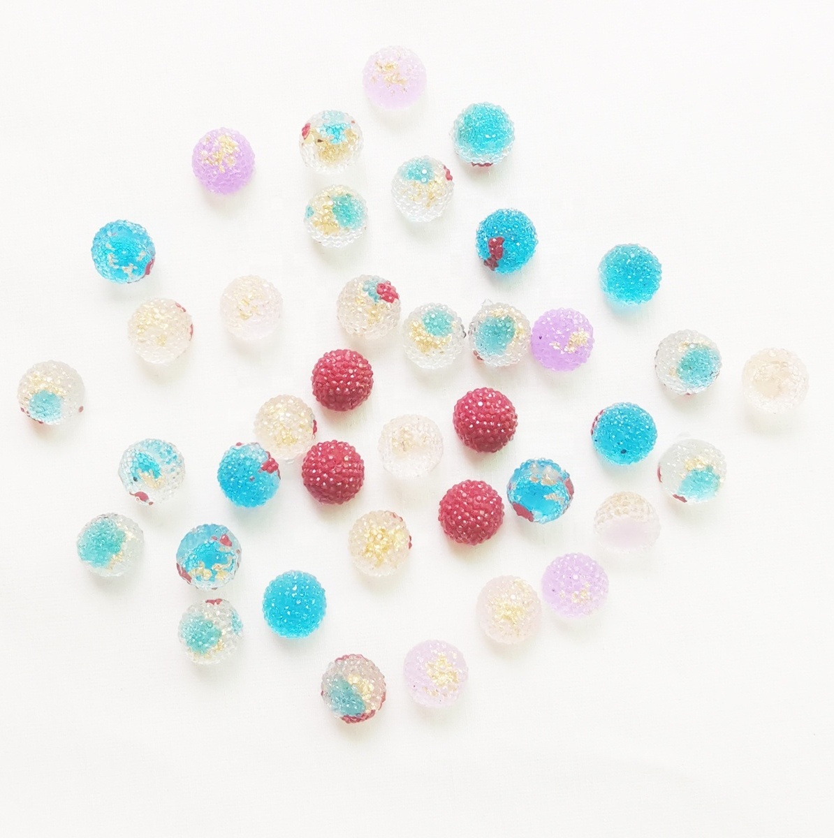 10mm blue half-ball with glitter resin stone glue on earing and flatback round beads glue on nail arts as decoration hot selling