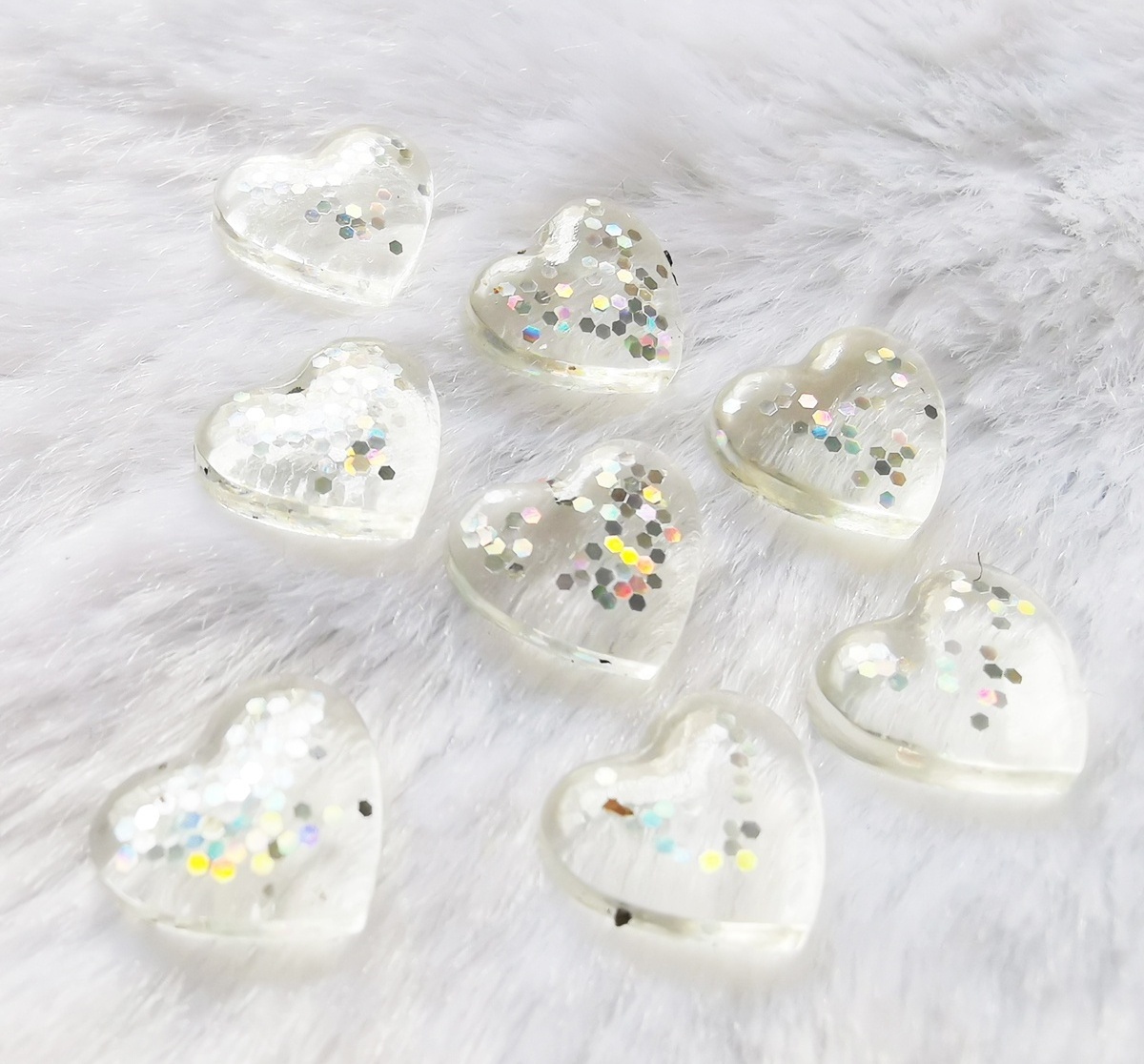 10mm white transparent heart with sequins resin rhinestone glue on wedding dress and flatback stone glue on finger nail hot sell