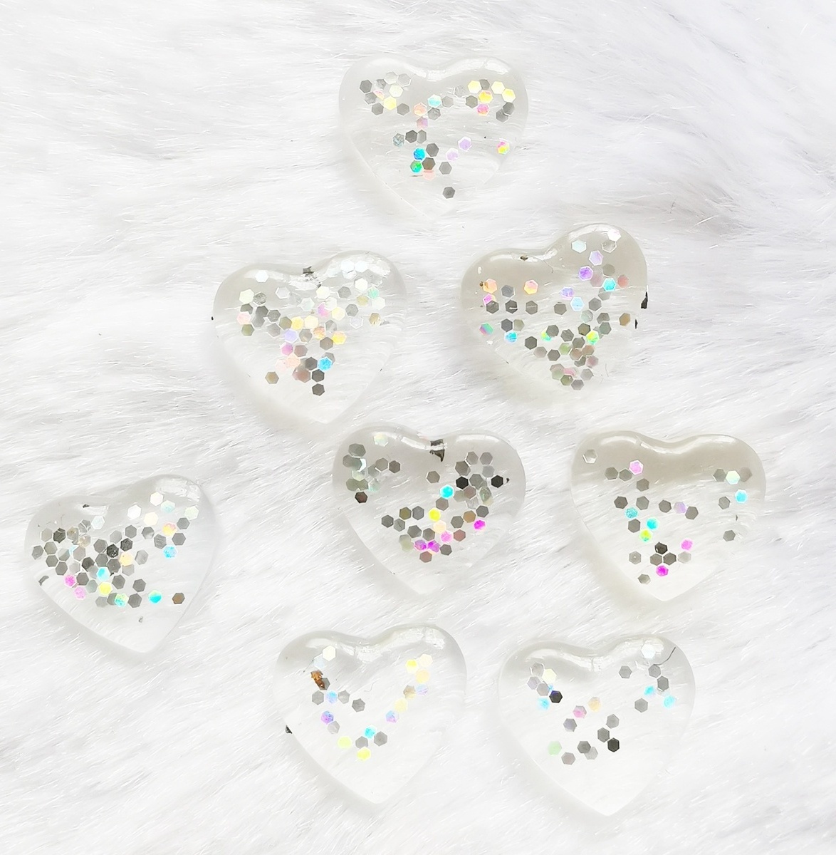 10mm white transparent heart with sequins resin rhinestone glue on wedding dress and flatback stone glue on finger nail hot sell